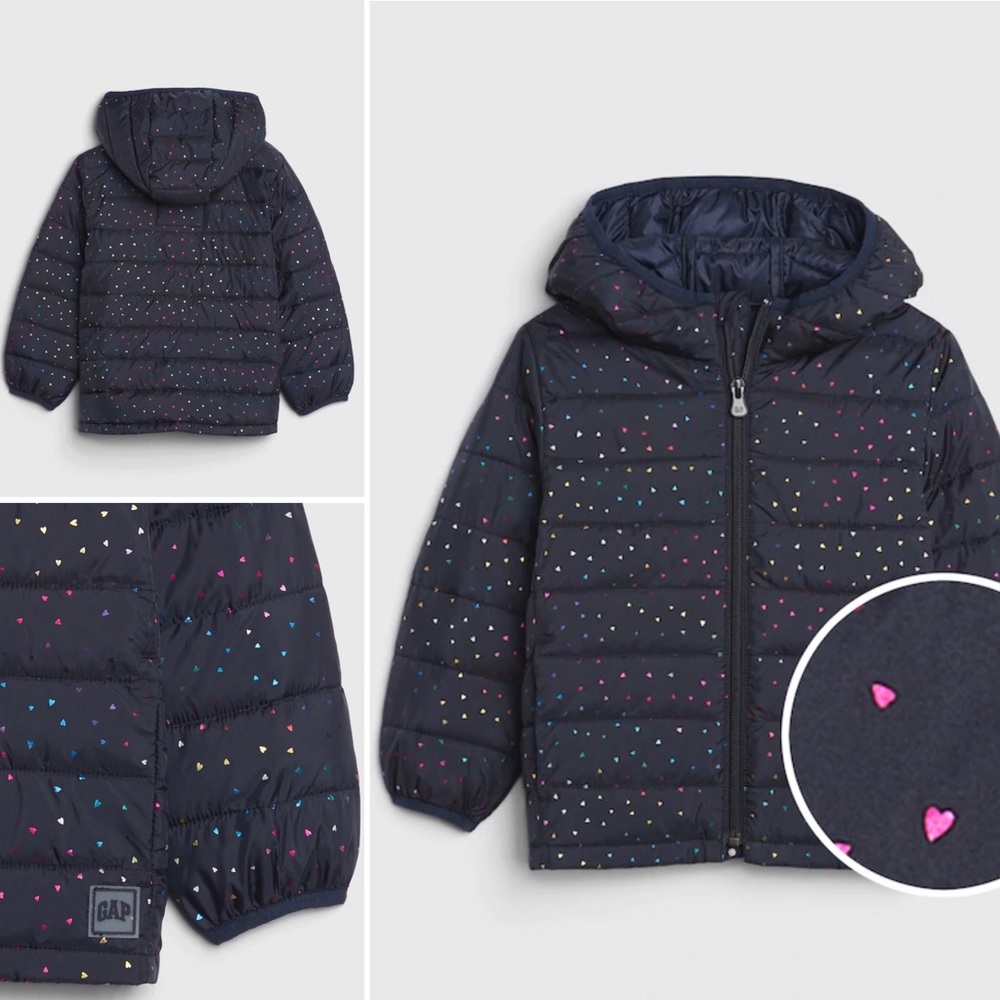 GAP Hearts Puffer Navy Blue Hoody 12-18 mo